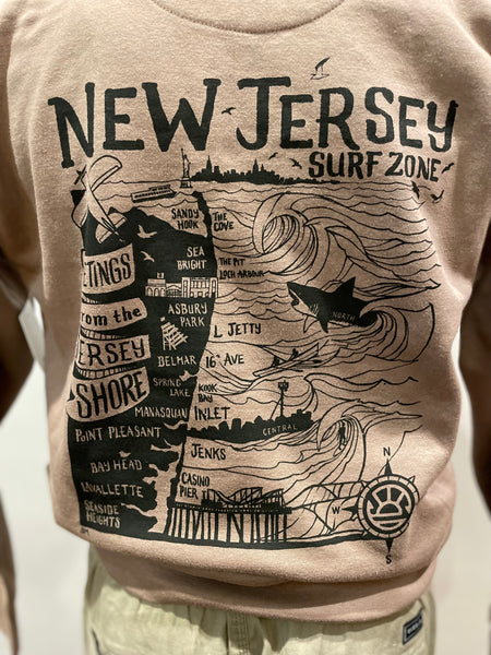 Grog's NJ Map Hoodie - Latte