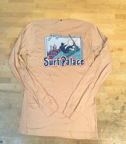 Grog's Surfer Logo Long Sleeve Tee - Pale Orange