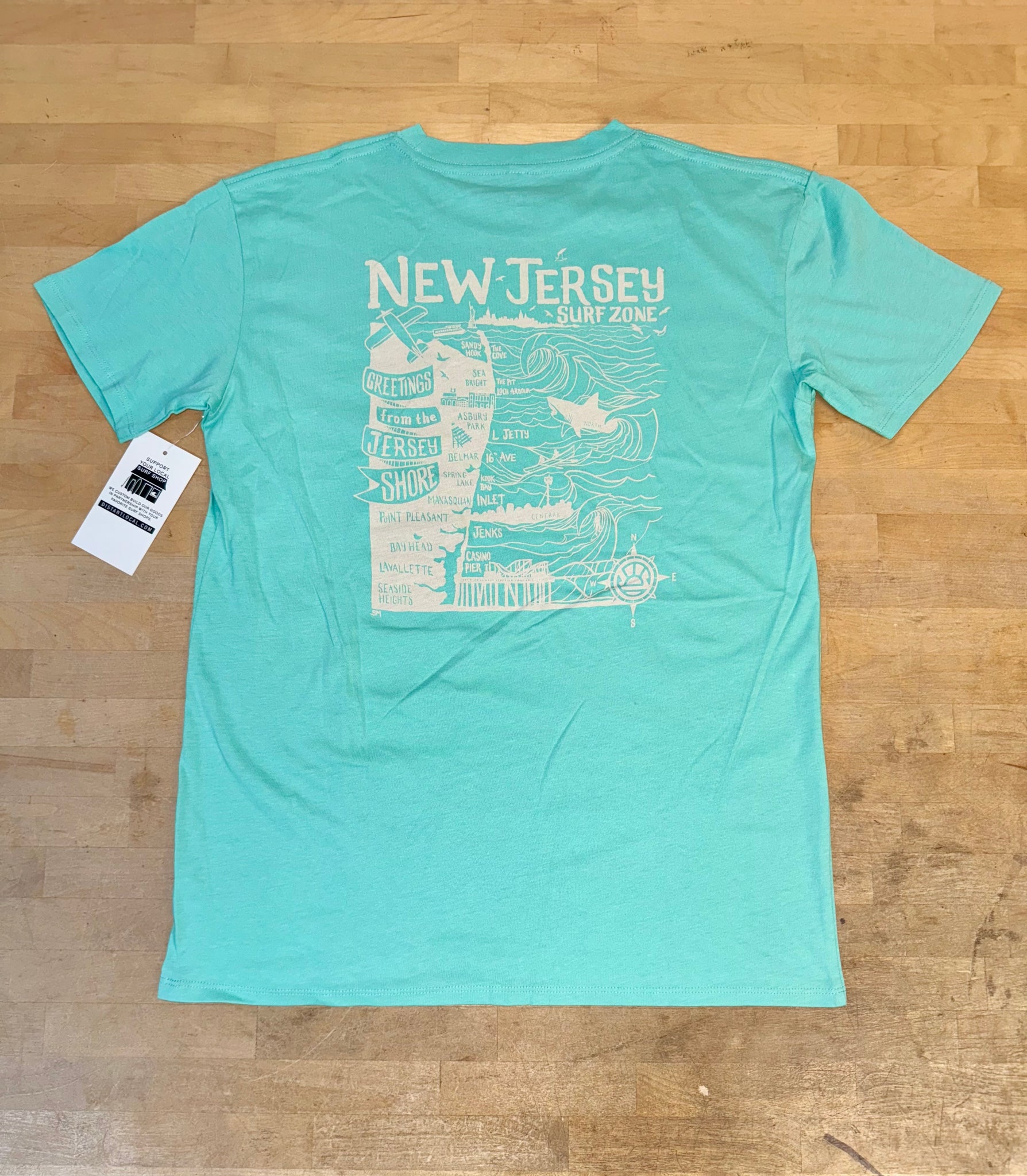 Grog's Kids NJ Map Tee - Seafoam