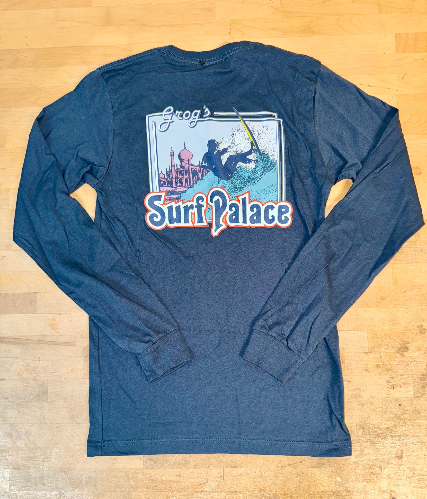 Grog's Surfer Logo Long Sleeve Tee - Navy