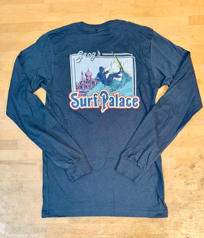 Grog's Surfer Logo Long Sleeve Tee - Navy