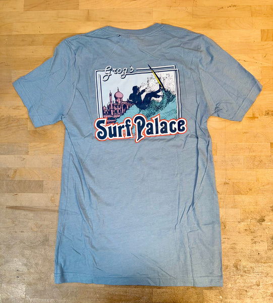 Grog's Surfer Logo Short Sleeve Tee - Light Blue