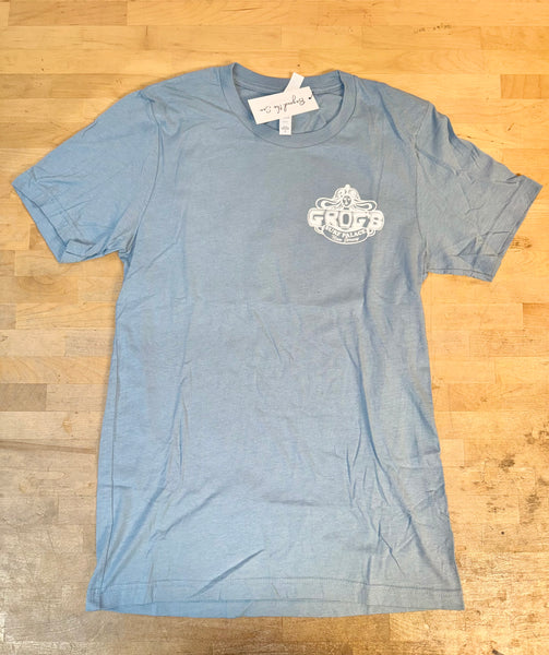 Grog's Surfer Logo Short Sleeve Tee - Light Blue