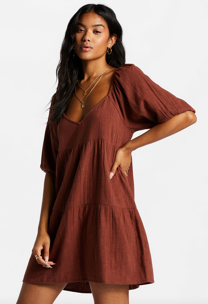 Fall For Ya Babydoll Dress - Mocha