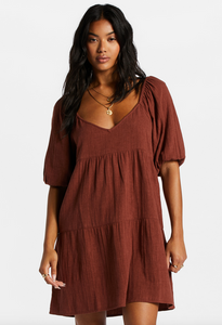 Fall For Ya Babydoll Dress - Mocha