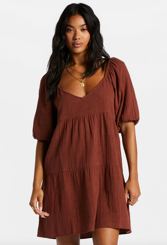 Fall For Ya Babydoll Dress - Mocha