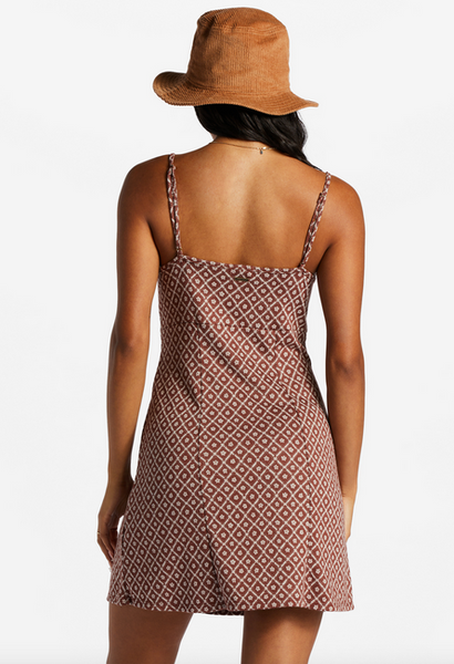 Diamond Flowers Mini Dress - Mocha