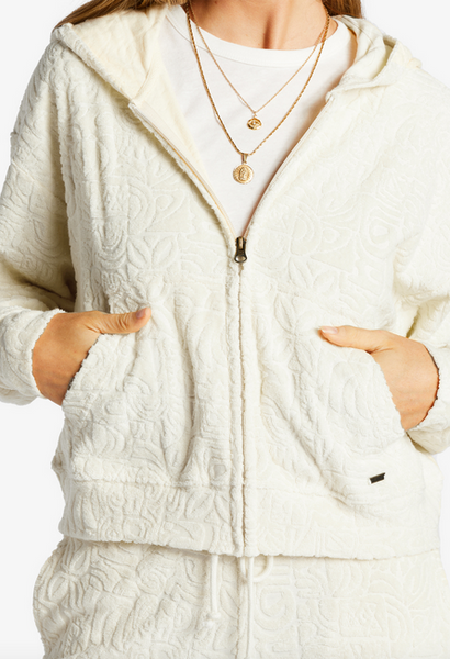 Beach Breeze Zip-Up Hoodie - Antique White