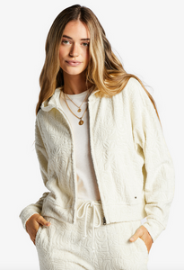 Beach Breeze Zip-Up Hoodie - Antique White