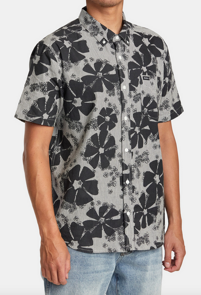 Yoyogi Seersucker Short Sleeve Shirt - Black