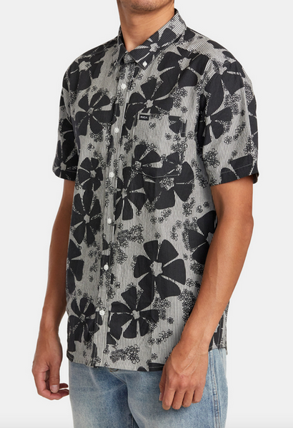 Yoyogi Seersucker Short Sleeve Shirt - Black