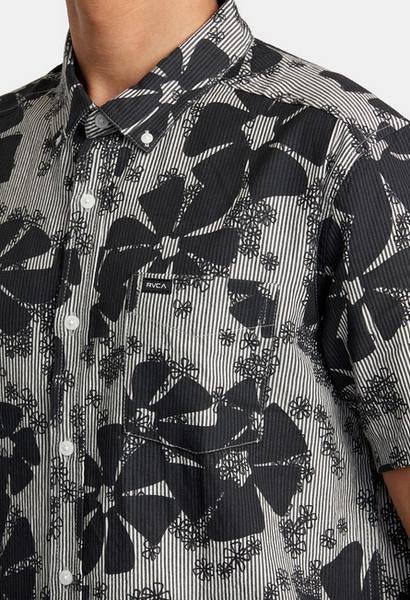 Yoyogi Seersucker Short Sleeve Shirt - Black