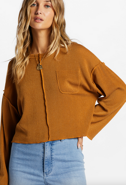 You Seam Happy Rib Knit Top - Cider