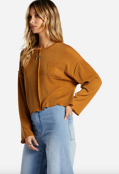 You Seam Happy Rib Knit Top - Cider