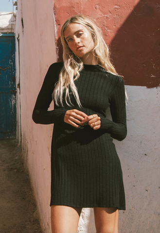 Everleigh Mock Mini Dress - Black Pebble