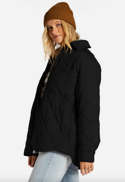 Transport Shacket Snap Front Overshirt -Black