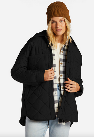 Transport Shacket Snap Front Overshirt -Black