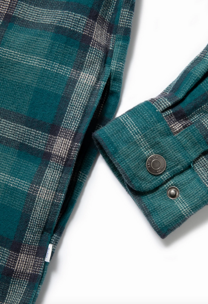 Harold Hooded Flannel - Blue Green