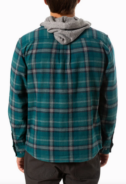 Harold Hooded Flannel - Blue Green