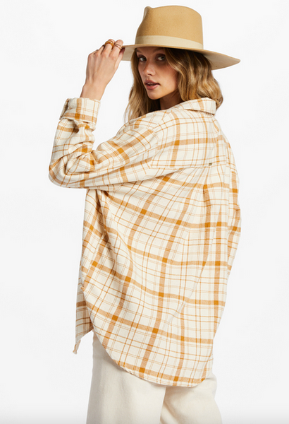 So Stoked Long Sleeve Flannel Shirt - White Cap