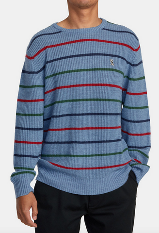 Yalla Stripe Sweater - Blue Heather