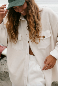 Anytime Shacket Oversized Button-Through Jacket - White Cap