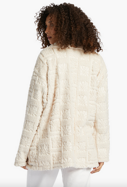 Fairbanks Button-Up Teddy Bear Jacket - White Cap
