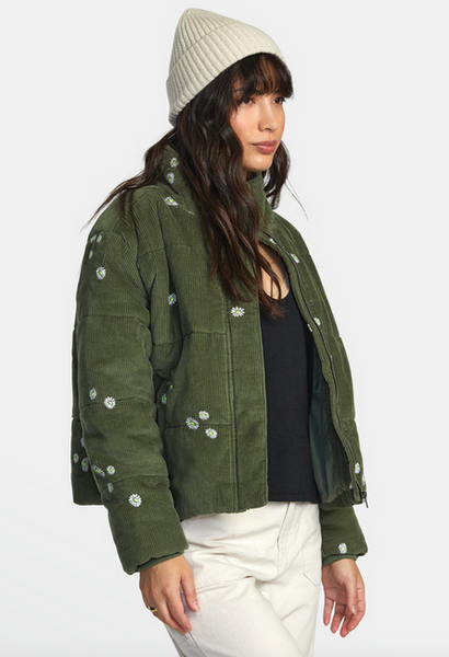 Eezeh Embroidered Puffer Jacket - Leaf