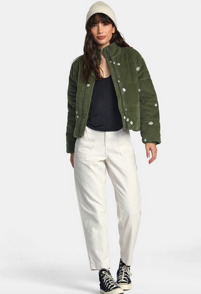 Eezeh Embroidered Puffer Jacket - Leaf