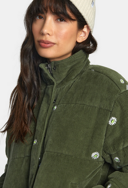 Eezeh Embroidered Puffer Jacket - Leaf