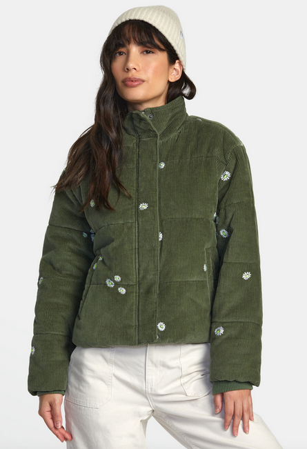 Eezeh Embroidered Puffer Jacket - Leaf