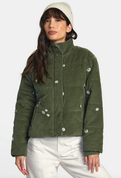 Eezeh Embroidered Puffer Jacket - Leaf