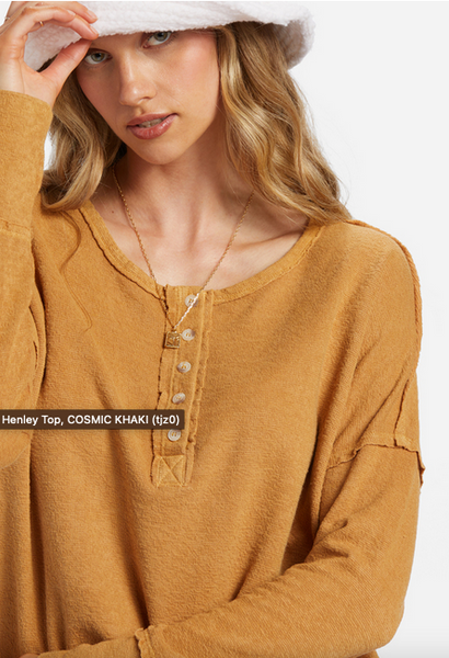 New Anyday Henley Top -Cosmic Khaki