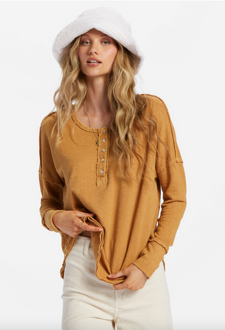 New Anyday Henley Top -Cosmic Khaki