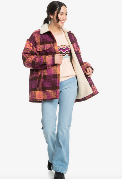 Passage Of Time Shirt Style Coat - Bitter Chocolate Hallo Plaid