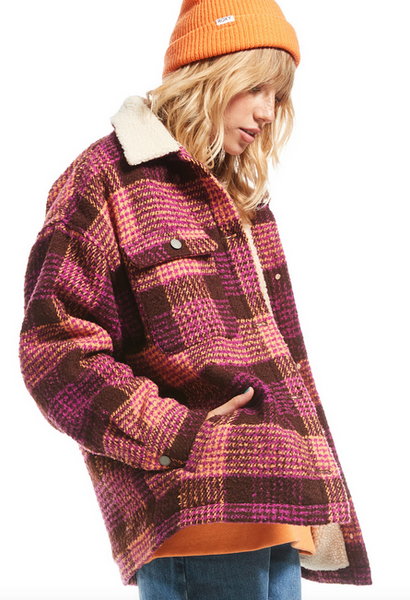 Passage Of Time Shirt Style Coat - Bitter Chocolate Hallo Plaid