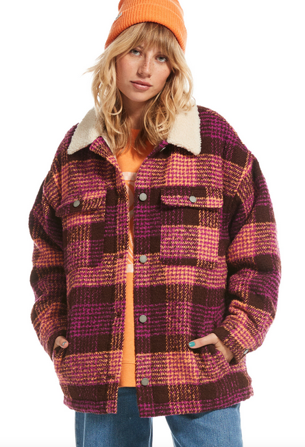 Passage Of Time Shirt Style Coat - Bitter Chocolate Hallo Plaid