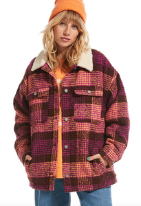 Passage Of Time Shirt Style Coat - Bitter Chocolate Hallo Plaid