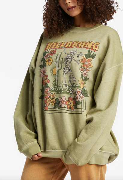 Ride In Oversized Crewneck Sweatshirt - Avocado