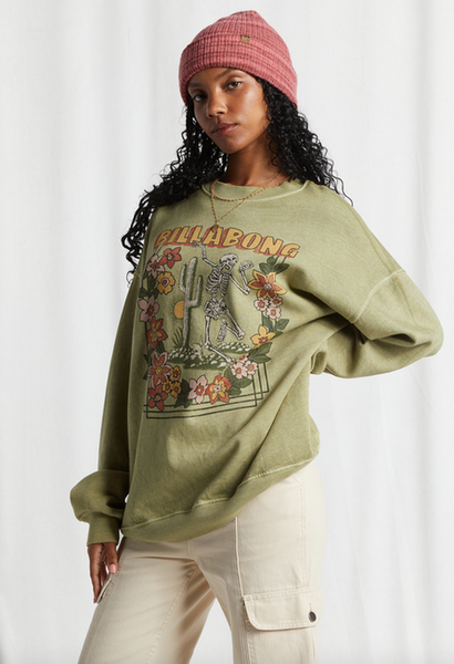 Ride In Oversized Crewneck Sweatshirt - Avocado