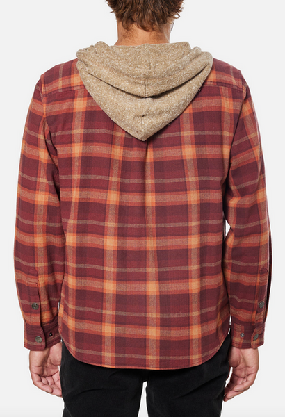 Harold Hooded Flannel - Kelp Red