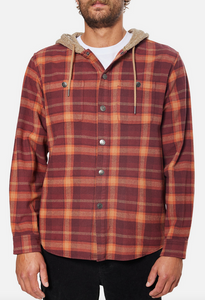Harold Hooded Flannel - Kelp Red