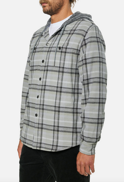 Harold Hooded Flannel - Stone