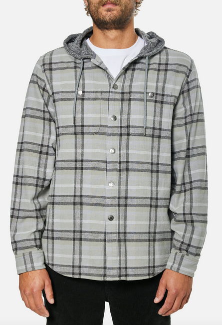 Harold Hooded Flannel - Stone