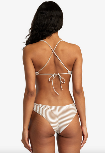 Linear Knotted Crossback Bikini Top - Workwear Brown