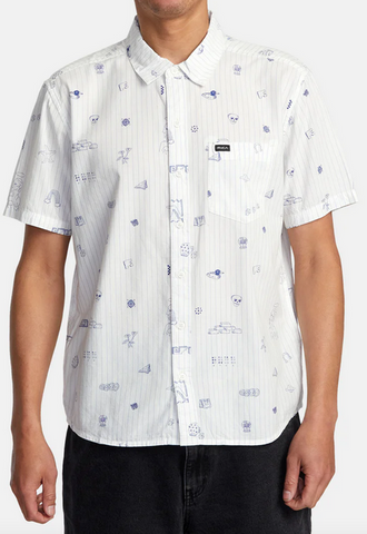 College Ruled Short Sleeve Woven - Antique White