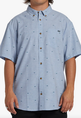 All Day Jacquard Short Sleeve Woven - Washed Blue