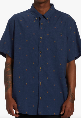All Day Jacquard Short Sleeve Woven - Navy