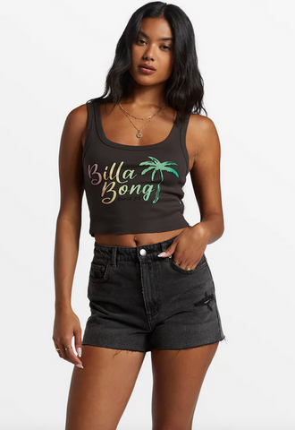 Fresh Squeezed Cropped Tank Top - Off Black
