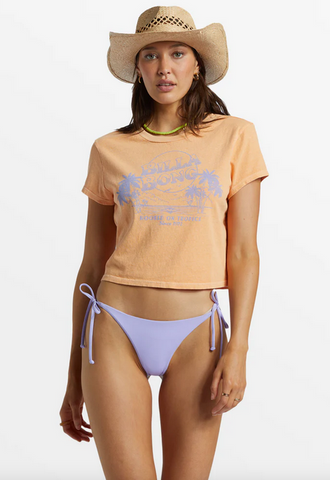 Hooked On Tropics Cropped Tee - Tangy Peach